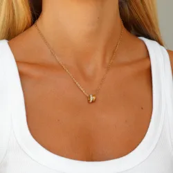 waterproof zirkoon ketting in verguld staal - OCEANA