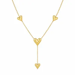 waterproof hart ketting in verguld staal met hartjes hanger in staal - OCEANA