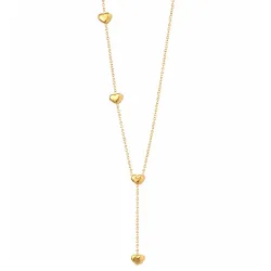 waterproof hart ketting in verguld staal met hartjes hanger in staal - OCEANA