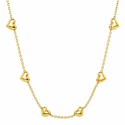 waterproof hart ketting in verguld staal met hartjes hanger in staal - OCEANA
