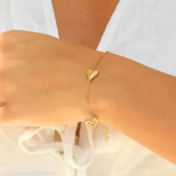 waterproof hart armband in verguld staal met hartjes hanger in staal - OCEANA