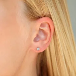 4 mm waterproof zirkoon solitaire oorbel in verguld staal - OCEANA