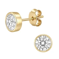 6 mm waterproof zirkoon solitaire oorbel in verguld staal - OCEANA