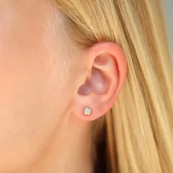 4 mm waterproof solitaire oorbel in verguld staal - OCEANA