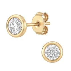 5 mm waterproof zirkoon solitaire oorbel in verguld staal - OCEANA