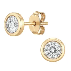 6 mm waterproof zirkoon solitaire oorbel in verguld staal - OCEANA