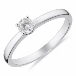 witte zirkoon solitaire ring in gerodineerd zilver