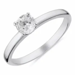 witte zirkoon solitaire ring in gerodineerd zilver