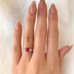 rode zirkoon verguld vingerring in gerodineerd zilver