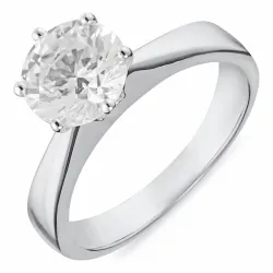 Groot zirkoon solitaire ring in gerodineerd zilver