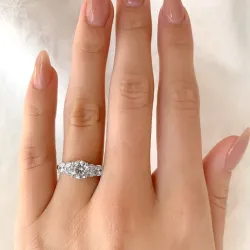 Glad  zirkoon ring in gerodineerd zilver