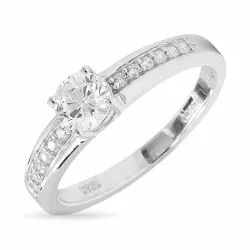 witte zirkoon ring in gerodineerd zilver