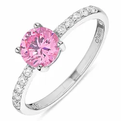 pink zirkoon ring in zilver