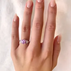 rond roze zirkoon ring in zilver