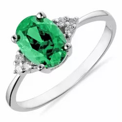 Ovale groen zirkoon ring in zilver
