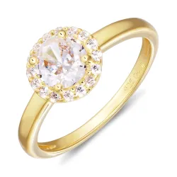 zirkoon ring in verguld sterlingzilver