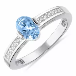 blauwe zilver ring in gerodineerd zilver
