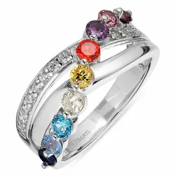 veelkleurig zirkoon ring in zilver