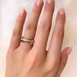 zirkoon zilver vinger ringen in gerodineerd zilver met zilver met een roze coating met verguld sterlingzilver