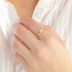 Elegant rond zirkoon ring in verguld sterlingzilver