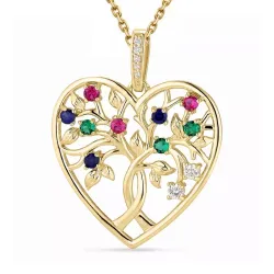 hart boom van het leven zirkoon ketting in verguld sterlingzilver met hanger in verguld sterlingzilver