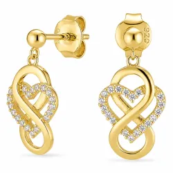 hart infinity oorbellen in verguld messing