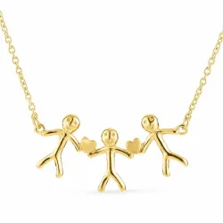 familie hanger met ketting in verguld sterlingzilver