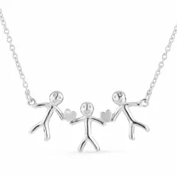 familie hanger met ketting in zilver