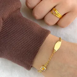 Bloem kinder armband in verguld sterlingzilver