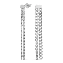 lange panzer oorbellen in zilver