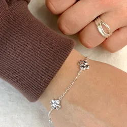 klavertje vier armband in zilver met hanger in zilver