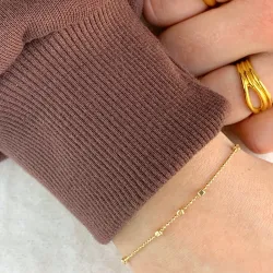 kogelarmband in verguld sterlingzilver 17 plus 3 cm x 2,1 mm