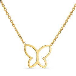 vlinder ketting in verguld sterlingzilver met hanger in verguld sterlingzilver