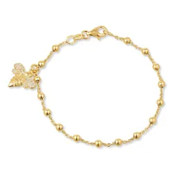 bij zirkoon armband in verguld sterlingzilver met hanger in verguld sterlingzilver