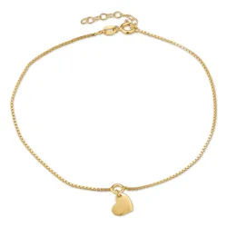 hart enkelbandje in verguld sterlingzilver met hanger in verguld sterlingzilver