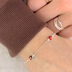 lieveheersbeestje armband in zilver met hanger in zilver