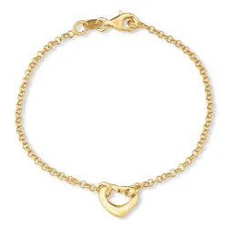 hart armband in verguld sterlingzilver met hanger in verguld sterlingzilver