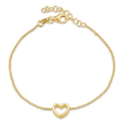 hart armband in verguld sterlingzilver met hanger in verguld sterlingzilver