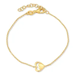 hart armband in verguld sterlingzilver met hanger in verguld sterlingzilver