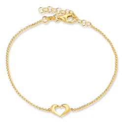 hart armband in verguld sterlingzilver met hanger in verguld sterlingzilver