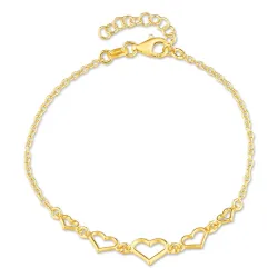 hart armband in verguld sterlingzilver met hanger in verguld sterlingzilver