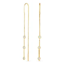 lange ketting oorbellen in verguld zilver