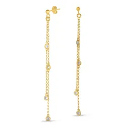 lange ketting oorbellen in verguld zilver