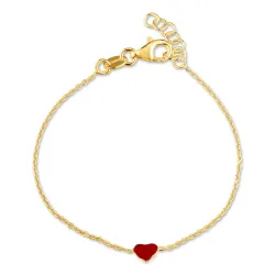 hart kinder armband in verguld sterlingzilver met hanger in verguld sterlingzilver - Little Ones