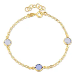 rond armband in verguld sterlingzilver met hanger in verguld sterlingzilver