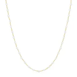 rond witte parel ketting in verguld sterlingzilver 40 cm plus 5 cm x 3,3 mm
