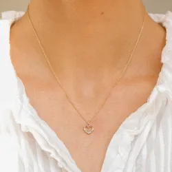 hart veelkleurig zirkoon ketting met hanger in verguld sterlingzilver
