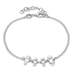 familie armband in zilver met Vader - Zoon - Zoon - Moeder in zilver