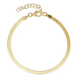plat slangenarmband in verguld sterlingzilver  x 2,5 mm