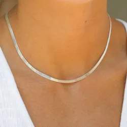 plat slangenketting in zilver 40 plus 5 cm x 